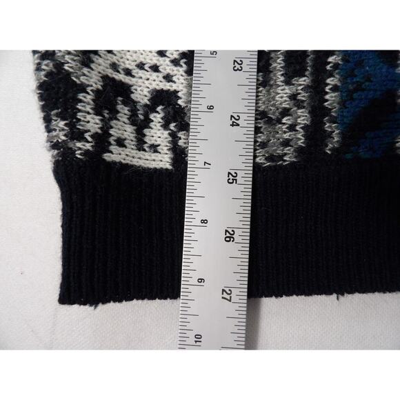 Vintage Stefano Man Cardigan Large Button Up Knit 90s Blue Black 3D Grandpa READ - Picture 5 of 11